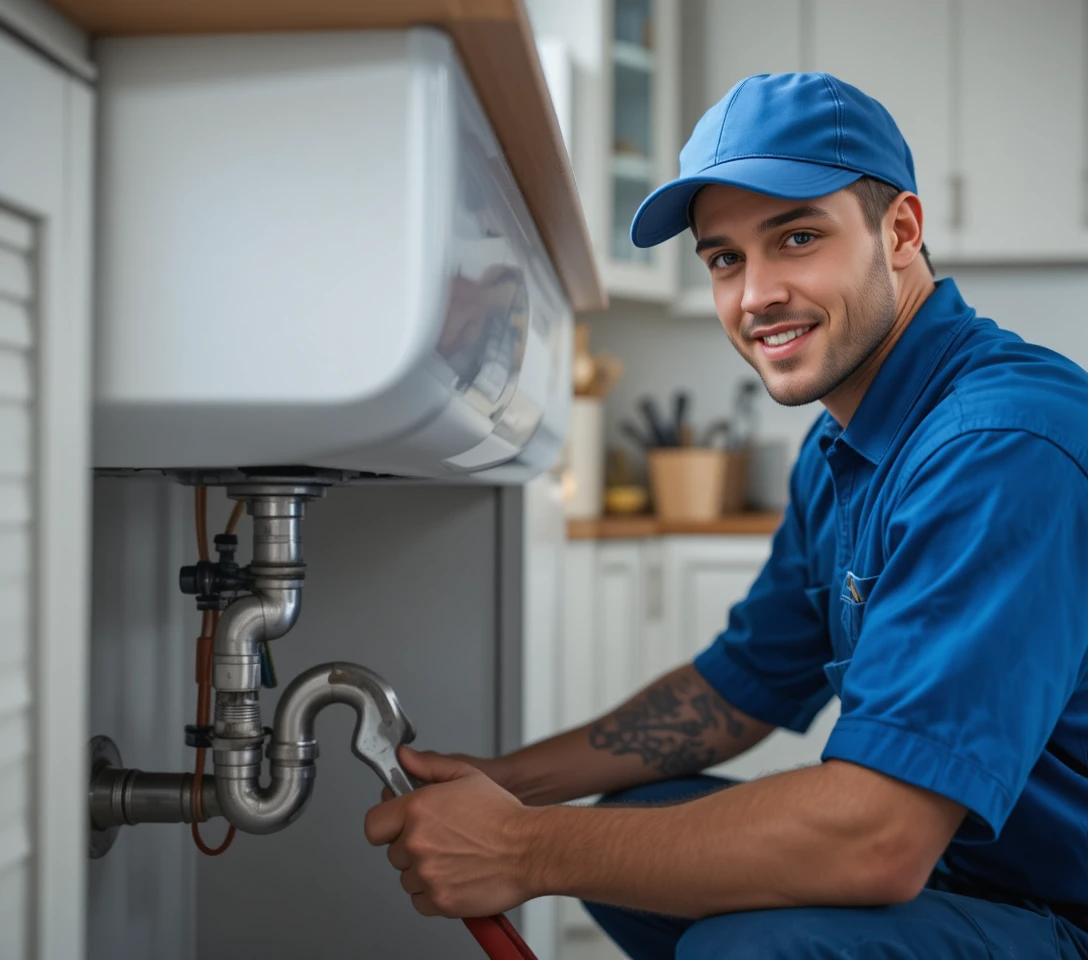 Plombier professionnel en intervention